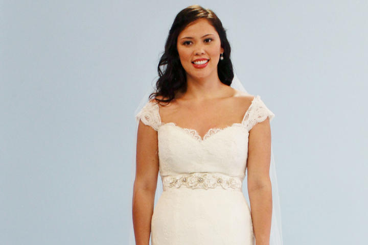 Brooklyn bride Sheena, 30, was looking for a destination wedding dress that would wow an intimate group of family and friends. Acknowledging her Type A tendencies, Sheena picked apart every design she liked -- and never actually found anything she loved! Still, this Marisa gown,