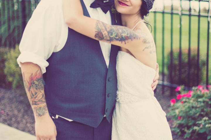 Matt and Angi posed for a photo after their church wedding ceremony.