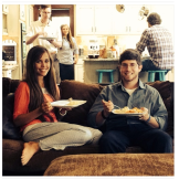 The couple spends a Sunday with good food and good friends.