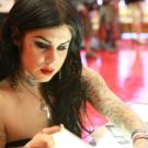 Kat Von D works on another tattoo design in her LA Ink shop, High Voltage. Check out some of the tats Kat has designed over the years.