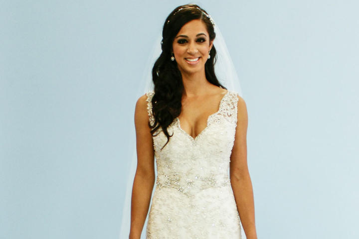 Persian bride Rameneh needed a formal, glamorous gown for her elegant garden wedding. She wanted to look