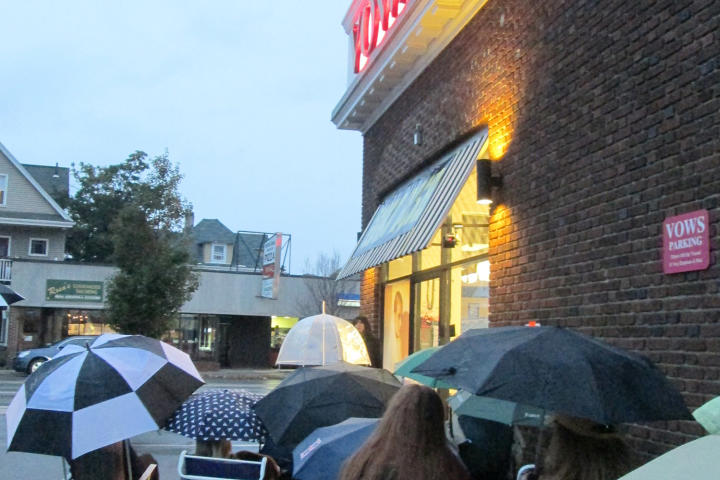Some brides actually camp outside the store the night before Gown Rush.