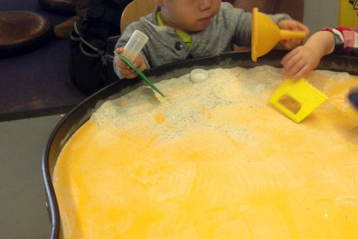 Will isn't quite sure what to do with the funnel.