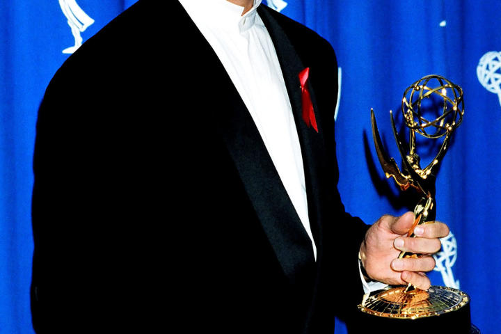 Kelsey smiles in the press room during the 1993 Emmy Awards. Throughout his career, he's collected five of these Emmy statuettes.