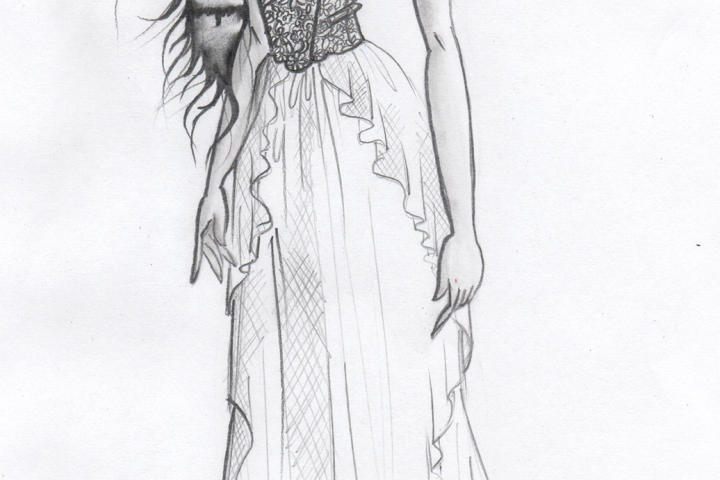 Kelly envisioned a make-under for this dress so it would match Jaime's understated, sophisticated style. She also wanted to preserve as much of Mom's lace as possible.