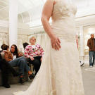 Alyce surprised herself with this champagne lace gown.