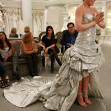 This unforgettable Pnina Tornai design doesn't come cheap (the bride here paid $34,000 for the dress), but it makes a strong statement.