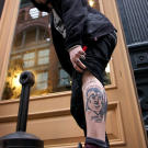 Bam Magera with his new tattoo