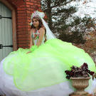 Courtney poses outside the church where she's getting married.