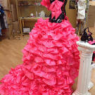 The pink cancan-style skirt is detachable.