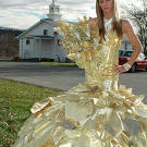 Kayla poses with her money bouquet.