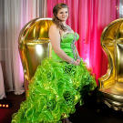 A lime green cancan skirt and blinged bodice make an unforgettable statement at the ball.