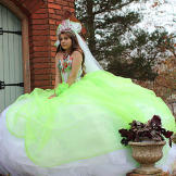 Courtney poses outside the church where she's getting married.