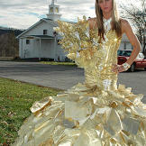 Kayla poses with her money bouquet.
