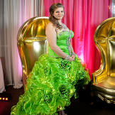 A lime green cancan skirt and blinged bodice make an unforgettable statement at the ball.