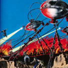 In this cover art from the 1929 science fiction magazine "Amazing Stories," Martian war machines attack Earth's inhabitants.