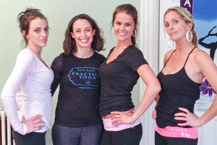 At a local yoga studio, sisters (from left)