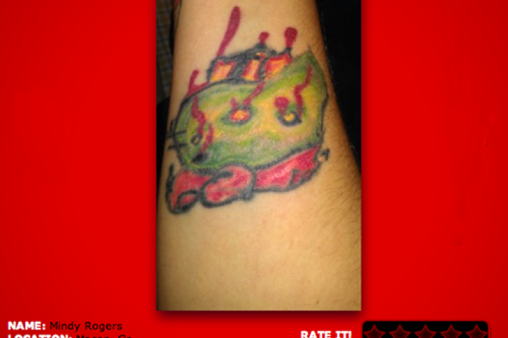 Supposed to be Hello Kitty? Then a zombie? I honestly don't see either in this tattoo!