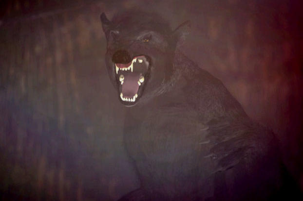 The Kentucky Wolfman is a dangerous predator that likes to hunt on farmlands. Weighing over 400 pounds, it has a dark, thick coat and walks on its two hind legs, standing nearly 7 feet tall.
