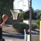 Steve Simons throws some hoops before checking out the inside of a property.