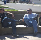Steve Simons and Ed Rosenberg relax after a long day of inspections and bidding.