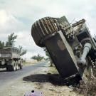 A German Tiger tank on its side in a ditch north of Rome, June, 1944.
Watch video of the