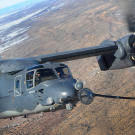A CV-22 Osprey receives fuel from a 522nd Special Operation Squadron MC-130J Combat Shadow II over New Mexico on Jan. 4, 2012.
