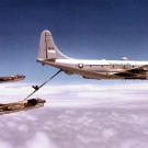 A gorgeous photo of a Boeing KC-97G Stratofreighter as it refuels an A-7D Corsair somtime in 1972.