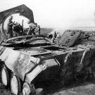 Red Army soldiers inspect a destroyed Panther on the Eastern Front, 1943.
Watch video of the