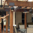 Mike checks out the patio of this potential home.