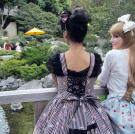 Emily hosts a tea party for her dolly friends in this outdoor space.