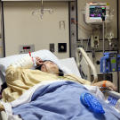 Christina recovers from surgery at the hospital.