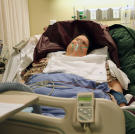 Penny relies on her oxygen for breathing, even while she's in the hospital.