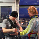 The final adjustments are made to Kody’s suit before he does the Sky Jump.