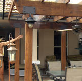 Mike checks out the patio of this potential home.