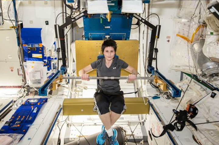 Astronauts' muscles get weaker in low gravity.