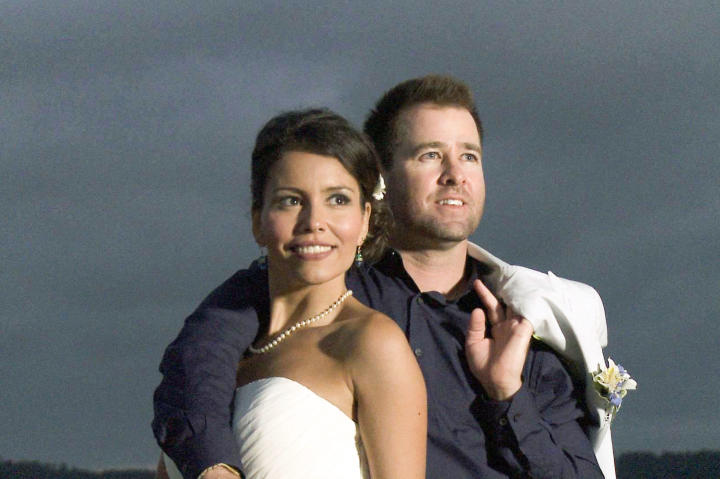 Though they originally planned to elope, the couple is happy they decided to include Justin's family in their special day. (It was all Evelin's idea!)