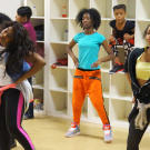 The girls show off their moves.
