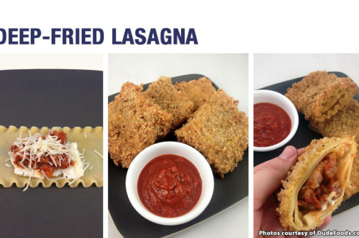 This inventive recipe puts the comfort of home-baked lasagna into an easy to carry - and eat - pocket of fried goodness.