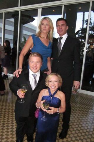 Bill and Jen with Chelsea Handler before the 36th Annual Gracie Awards gala in Los Angeles.