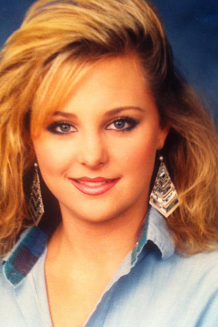 Carmindy in high school, she's got that 80's glam look down!