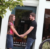 It looks the two are practicing for their wedding ceremony, huh?