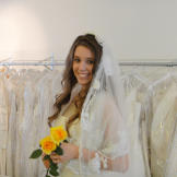 Jill tries out a potential wedding day look.