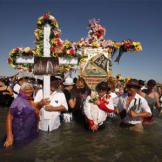 Gypsies and other pilgrims gather for a religious ceremony honoring the gypsy saint Sara the Black.