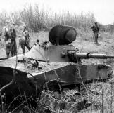 A Russian made PT76 tank destroyed at Ben Het, Vietnam 1968.
Watch video of the