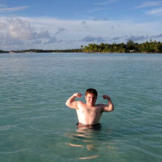 Bill and Jen always know how to have a good time, whether it's at home, or away. They spent their honeymoon in Bora Bora, where Bill enjoyed flexing his muscles in the Pacific Ocean.