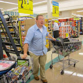Nathan Engles -- with two shopping carts in tow -- is ready to rumble!