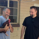 New renter? Ed Rosenberg and Steve Simons find a chicken that was left behind at their new property.