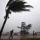 A typhoon, which is a strong tropical cyclone just like a hurricane, can cause destruction when it reaches land. This photo shows Typhoon Nesat, which landed in Haikou in the Hainan Province of China in 2011. It was the 17th typhoon to strike the country that year, and more than 300,000 residents were forced to evacuate.