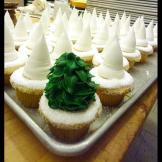 Christmas Tree cupcakes in progress.